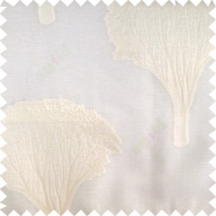 White cream color natural designs big trees with small leaves branches texture finished surface polyester transparent net fabric sheer curtain